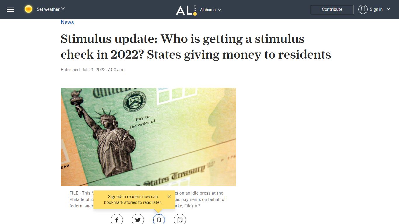 Stimulus update: Who is getting a stimulus check in 2022? States ... - al